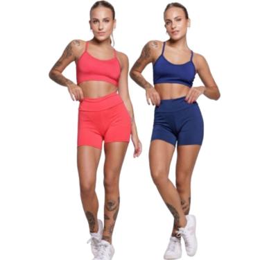 Imagem de KIT 2 Conjunto Top Alça Fina Sem Bojo e Short Suplex Serra e Mar Treino Academia Moda Fitness-Feminino