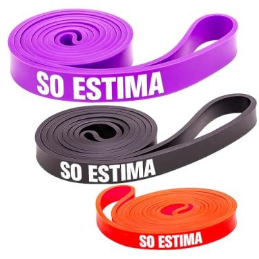 Imagem de Kit Super Band 3 Intensidades Faixa Elástica Extensor Resistências para Todos os Níveis de Condicionamento Físico e Reabilitação So Estima