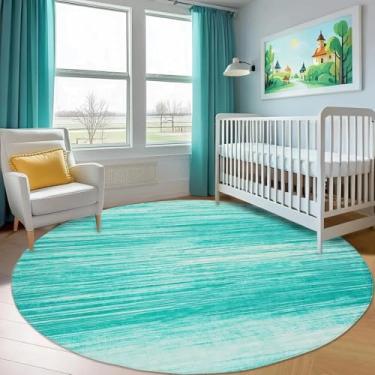 Imagem de USTIDE Tapetes redondos grandes laváveis, azul-petróleo, 1,5 m, modernos, tapetes redondos para sala de estar, antiderrapante, macio, azul-petróleo, tapete circular de pelo baixo para quarto, banheiro