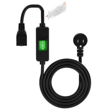 Imagem de (15 pés) Cabo de extensão à prova d'água de ângulo reto, cabo de extensão de interruptor liga/desliga em linha, SJTW 14AWG 3C IP57 à prova d'água, interruptor em linha resistente máx. 20A 125 V..