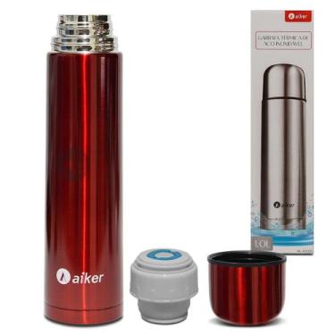Imagem de Garrafa Térmica Inox 1 Litro Aiker, Vermelho