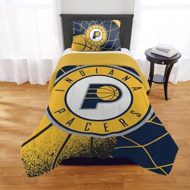 Imagem de NORTHWEST Conjunto de edredom Indiana Pacers oficialmente licenciado pela NBA – Casal/Queen e Twin/Twin GG – Roupa de cama macia com logotipo do time e fronhas – Conjunto de quarto de fã de basquete
