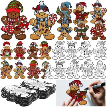 Imagem de Simgoing 40 peças de pôsteres de colorir de veludo felpudo, Natal, artesanato, faça você mesmo, projeto de Natal, feltro, artes de colorir, boneco de neve, pôsteres de pão de gengibre para a família