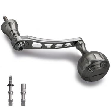 Imagem de HEIGHTEN Cabo giratório de 65-70 mm para Shimano Stradic FL FM Stella Vanford Vanquish Nasci Twinpower Daiwa Fuego BG MQ Certificado balístico Luvias Tatula (prata, botão de 35 mm e alça de 65/70 mm