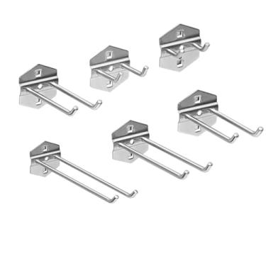Imagem de 6 peças 2,5 cm, 5 cm, 7,5 cm, 10 cm, 15 cm, 20 cm, ganchos quadrados de metal para quadro de pinos – acessório de ferramenta organizadora de parede estilo L para pendurar
