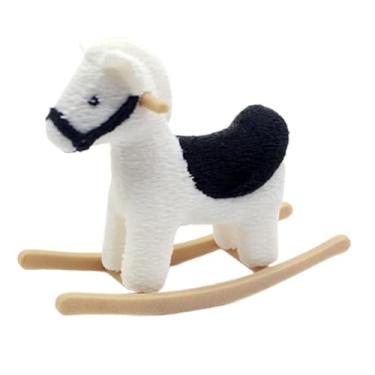 Imagem de menolana Mini cavalo de balanço fofo para casa de bonecas, coleção de acessórios para berçário, brinquedo de mesa, escultura, decoração para festival, Branco