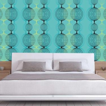 Imagem de Papel De Parede Verde E Globo Preto E Amarelo Autocolante