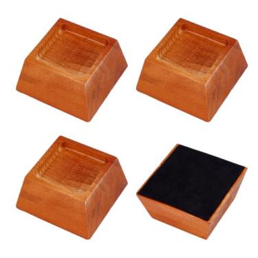 Imagem de BENECREAT 4 peças de elevação de cama de madeira chocolate, elevadores de móveis de pinheiro trapézio de 5 cm, levantadores de madeira de pinho para sofá, cama, cadeira, mesa, mesa, móveis, poltronas