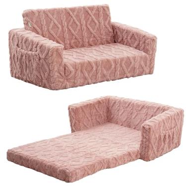 Imagem de MallSingel Sofá infantil, cadeira infantil, sofá dobrável de flanela 2 em 1, sofá conversível para crianças, sofá dobrável para crianças