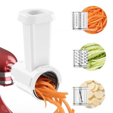 Imagem de Acessório de triturador de fatiador de aço inoxidável para batedeira KitchenAid, ralador de queijo, cortador de preparação fresca, máquina de salada, 3 lâminas compatíveis com acessórios auxiliares de