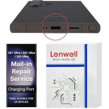 Imagem de Lenwell Serviço de reparo por correio com porta de carregamento de substituição para Samsung Galaxy S21 Ultra / S22 Ultra / S23 Ultra, porta de carregamento USB Samsung substituição completa, serviço