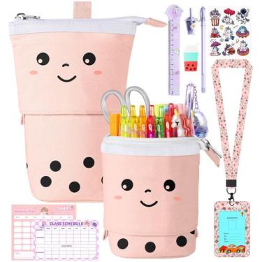 Imagem de Estojo de lápis LISEVO Cute Boba Stand Up para meninas com conjunto de