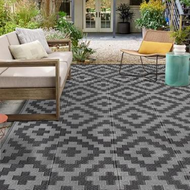 Imagem de Tapete SAND MINE Canudo de plástico reversível 180x270cm Preto Cinza