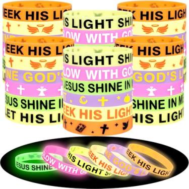 Imagem de 144 peças de lembrancinhas cristãs de festa de Halloween – Pulseiras de silicone que brilham no escuro com Jesus, presentes para crianças, prêmios de sala de aula, sacolas de petiscos, enchimentos de