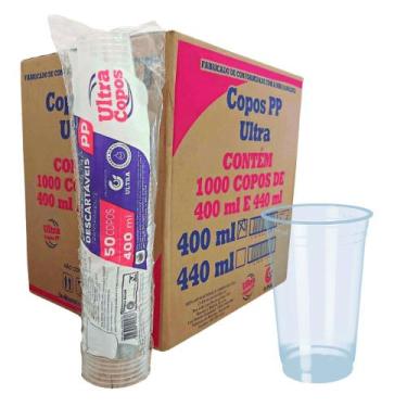Imagem de Copo 400ml descartavel liso transparen pp caixa c/1000 ultra - ULTRATH