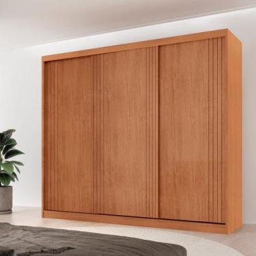Imagem de Guarda-roupa Casal 100% Mdf 3 Portas de Correr com 4 Gavetas Chile - R