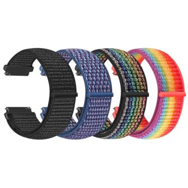 Imagem de WNIPH Pacote com 4 pulseiras de relógio de nylon de 22 mm compatíveis com Samsung Galaxy Watch 3 de 45 mm/Galaxy Watch de 46 mm/Gear S3 Classic/Frontier/, Garmin Vivoactive 4, Amazfit Bip 6/5
