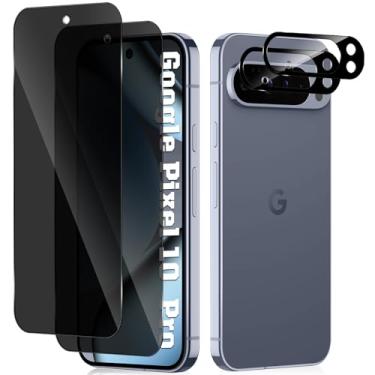 Imagem de CeiLarv [2 + 2 peças de vidro temperado para Google Pixel 10 Pro protetor de tela de privacidade [antiespião] [desbloqueio de impressões digitais] [antiarranhões] filme protetor de lente de câmera