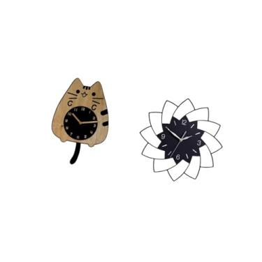 Imagem de Bothyi Relógio de Parede de Gato em Forma de Flor, Relógio Pendurado, Silencioso, Decorativo para Cozinha, Quarto, Café, Escritório, Decoração de Casa, Prese