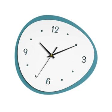 Imagem de MotiveTech Relógio de Parede, Decoração para Casa, Números Fáceis, Relógio de Parede Silencioso para Interiores, Quarto, Cozinha, Azul-ciano, Tamanho real