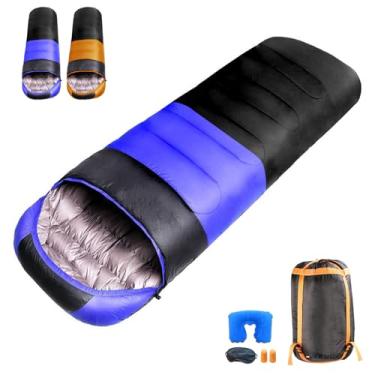 Imagem de ODESUN Sacos de dormir de clima frio para adultos, sacos de dormir para acampamento, -1,1 °C, impermeável, quente, espesso, saco de dormir, saco de dormir leve com zíper juntos, para viagem