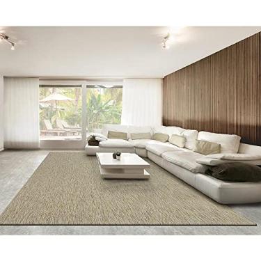 Imagem de Tapetes São Carlos – Tapete New Boucle Palha | Estilo Rústico com Listras Tom sobre Tom | Lavável c/Barras Dobradas p/Sala Moderna | 0,6cm x 3m x 4m