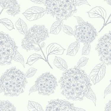 Imagem de VaryStyle Papel de parede de hortênsia vintage bege floral de 45 x 299 cm, papel de parede elegante para contato de flores para armários e paredes, papel de parede autoadesivo removível para quarto