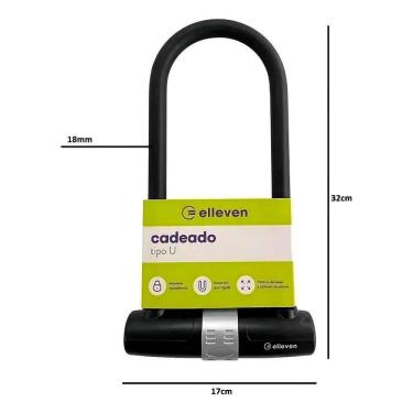Imagem de 2X Cadeado Bike Bicicleta U Lock Trava Chave 170X320Mm Ellev