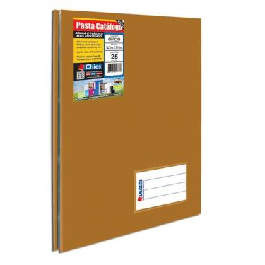 Imagem de Pasta catálogo ofício 5342 ouro com 25 plásticos Chies