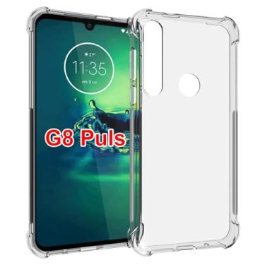 Imagem de USTIYA Capa para Motorola MOTO G8 Plus G8+ Uso Resistente, Bumper Absorção Choques em TPU Transparente Protector Câmera Espessamento nas Quatro Pontas da Carcasa