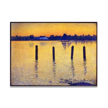 Imagem de Quatro estacas de madeira Théo van Rysselberghe: Impressão em tela neoimpressionista belga chave 60 x 84 cm sem moldura