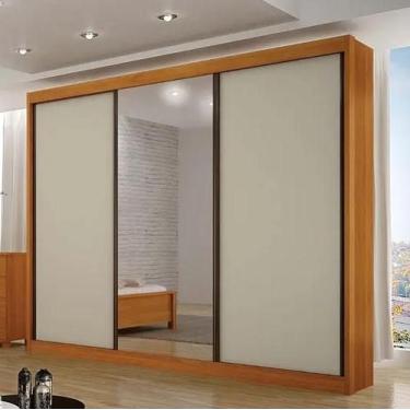 Imagem de Roupeiro Casal São Paulo 1 Espelho Leifer - Cinamomo/Off - Leifer Móve