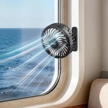 Imagem de A2C Ventilador magnético grande de navio de cruzeiro de 4,7 polegadas para tetos de parede de cabine, Cruise Essentials 2025, ganchos versáteis para chapéus, bateria recarregável, rotação de 360°, 3