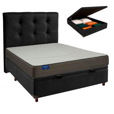 Imagem de Cama Box Bau + Colchão Casal D33 Orthotech Inducol + Cabeceira Estofada