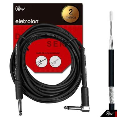 Imagem de Cabo P10 P10 Mono 90º Graus Violão Guitarra Baixo 2m Metros - Eletrolo