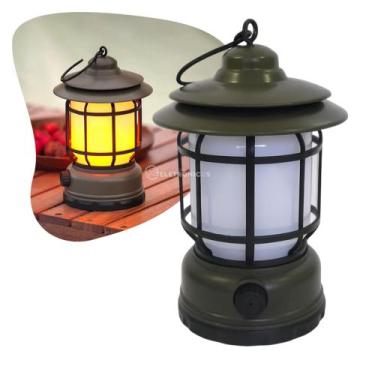 Imagem de Lampião Retrô LED Portátil Recarregável com Efeito Chama Realista LK58