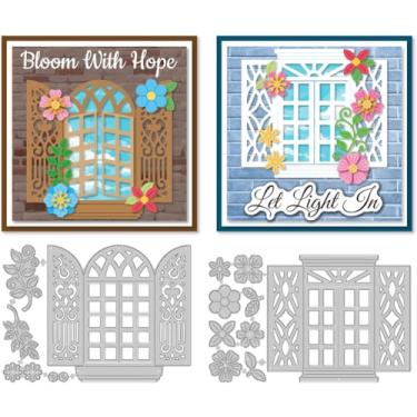 Imagem de DELORIGIN Matrizes de corte de janelas com vidros duplos para fazer cartões, estêncil, molde de aço carbono, molde de gravação em relevo, matrizes para scrapbook, papel de saudação, artesanato, álbum