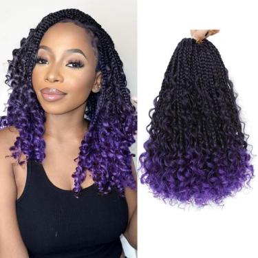 Imagem de Crochet Hair Fulcrum Goddess Box Braids 35 cm, 9 pacotes, 1B/Purple