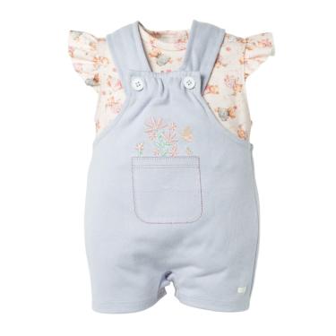 Imagem de Macacão Jardineira Bebê Menina Curto + Body Rosa Aurora- Hug