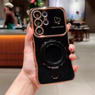 Imagem de YOGISU Suporte magnético em formato de coração para Samsung A56 (para Samsung A56/preto)