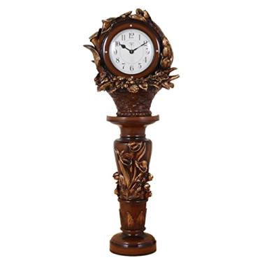 Imagem de Relógio de chão Relógio de mesa silencioso em formato cesta flores retrô europeu com coluna romana e pêndulo resina