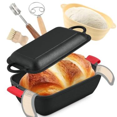 Imagem de Fuairmee Forno holandês oval para assar pão, forno holandês de ferro fundido