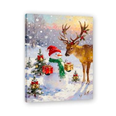 Imagem de Pôster de Natal de casa de fazenda, estampa de férias de inverno, decoração de parede de Natal vintage para decoração de galeria de quarto de fazenda em casa A08. Moldura interna 60 x 80 cm - 23,7 x