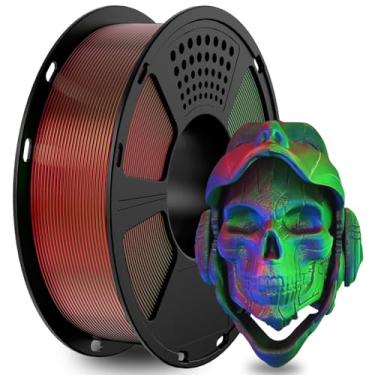 Imagem de GIANTARM Filamento pla de seda tricolor, filamento de impressora 3D 1,75 mm +/- 0,02 mm, carretel de 1 kg (2,2 lb), embalagem a vácuo (vermelho + azul + verde)