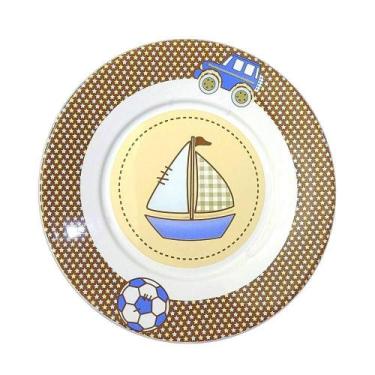 Imagem de Prato Infantil De Cerâmica Azul Estampado Menino Desenhado Cerâmico Pa