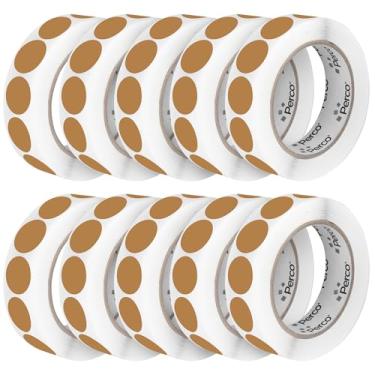 Imagem de Perco Kraft Brown Etiquetas adesivas perfuradas de 2,5 cm — 10 rolos, 10.000 adesivos redondos — Superfície natural, semelhante a papelão com adesivo permanente para organização, artesanato e muito