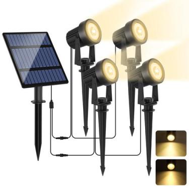 Imagem de Holofotes solares LINQELLY, pacote com 4, branco quente, IP65, à prova
