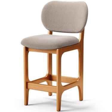 Imagem de Banqueta Baixa Bar Cozinha E Sala De Jantar Fixa Betta L02 Imbuia Bouclê Bege - Lyam Decor
