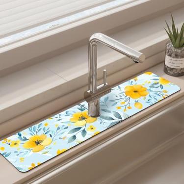 Imagem de Tapete de torneira para pia de cozinha - tapete absorvente de pia, protetor de respingos de secagem rápida para cozinha e banheiro - almofada de secagem antiderrapante com absorção de água atrás da