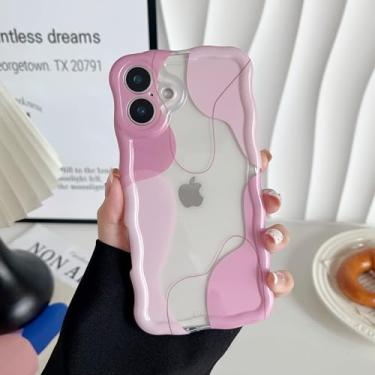 Imagem de DEFBSC Capa para iPhone 17, linda capa de telefone com estampa de arte ondulada transparente para mulheres e meninas, capa protetora durável com moldura ondulada, proteção total para câmera para